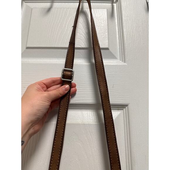 Vintage 90s Fossil Soft Brown Leather Square Crossbody Bag - Picture 10 of 10